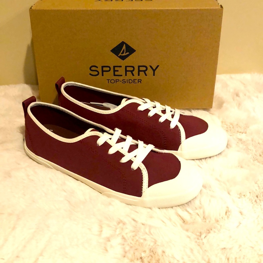 New Sperry topsider maroon lace up size 8